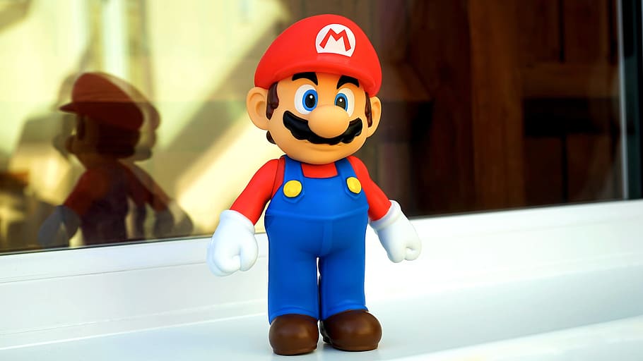 super, mario figurine, daytime, Super Mario, Character, mario, cartoon, nintendo, computer game, entertainment