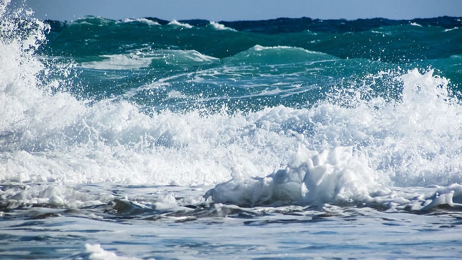Cyprus, Ayia Napa, Waves, Smashing, Foam, sea, wave, water, blue, nature