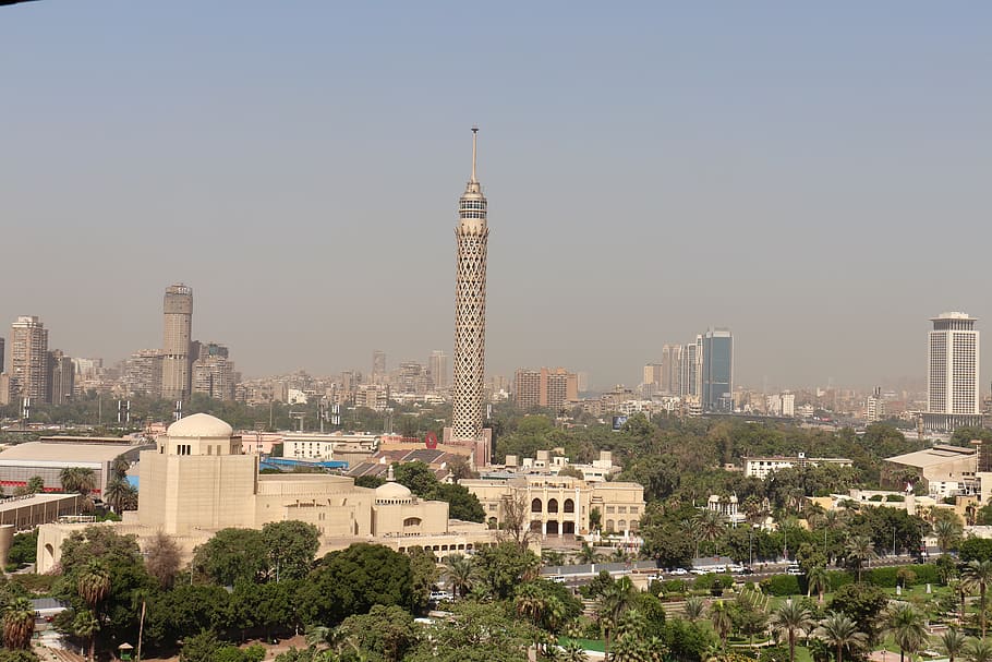 cairo tower, cairo, egypt, tower, architecture, monument, africa, city, travel, panoramic