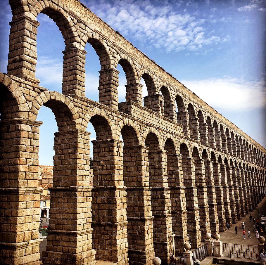 spain, castile, segovia, roman aqueduct, roman art, world heritage, archi, unesco, monument, construction
