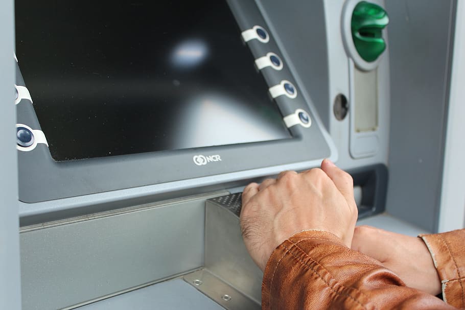person, hands, gray, machine, atm, pin, number field, withdraw cash, pin input, secret number
