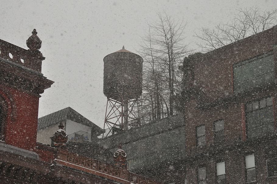 Water Tower, Snow, Snowy, Cold, Weather, winter, frost, nyc, new york, architecture And Buildings