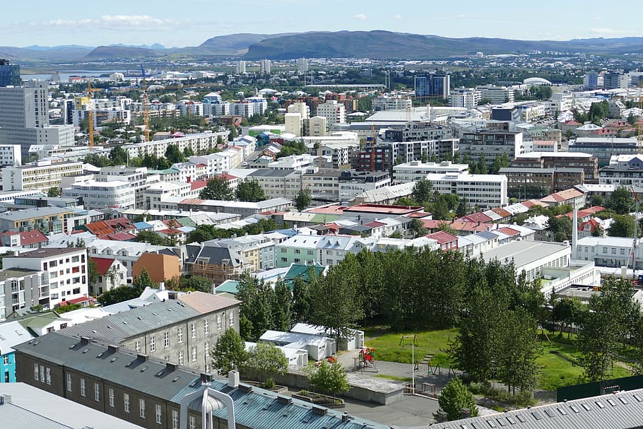 iceland, reykjavik, hallgrímskirkja, outlook, view, panorama, city, capital, architecture, building exterior