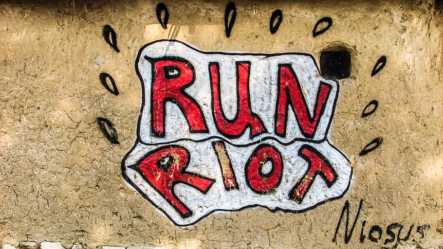 run riot, anarchy, city, urban, graffiti, wall, riot, anarchism, anarchistic, chaos