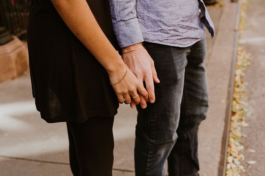 couple, love, people, man, woman, holding hands, ring, accessories, lifestyles, real people