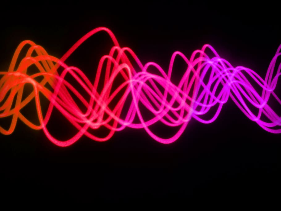 wave, waves, color, multicolor, black background, abstract, pink color, illuminated, connection, pattern