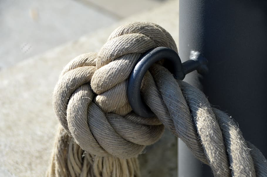 brown knot, knot, hemp rope, rope knot, barrier, close up, ship traffic jams, fixing, rope, dew
