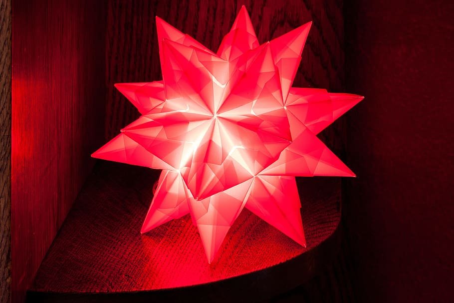 poinsettia, atmospheric, festive, light, origami, art of paper folding, fold, 3 dimensional, object, star