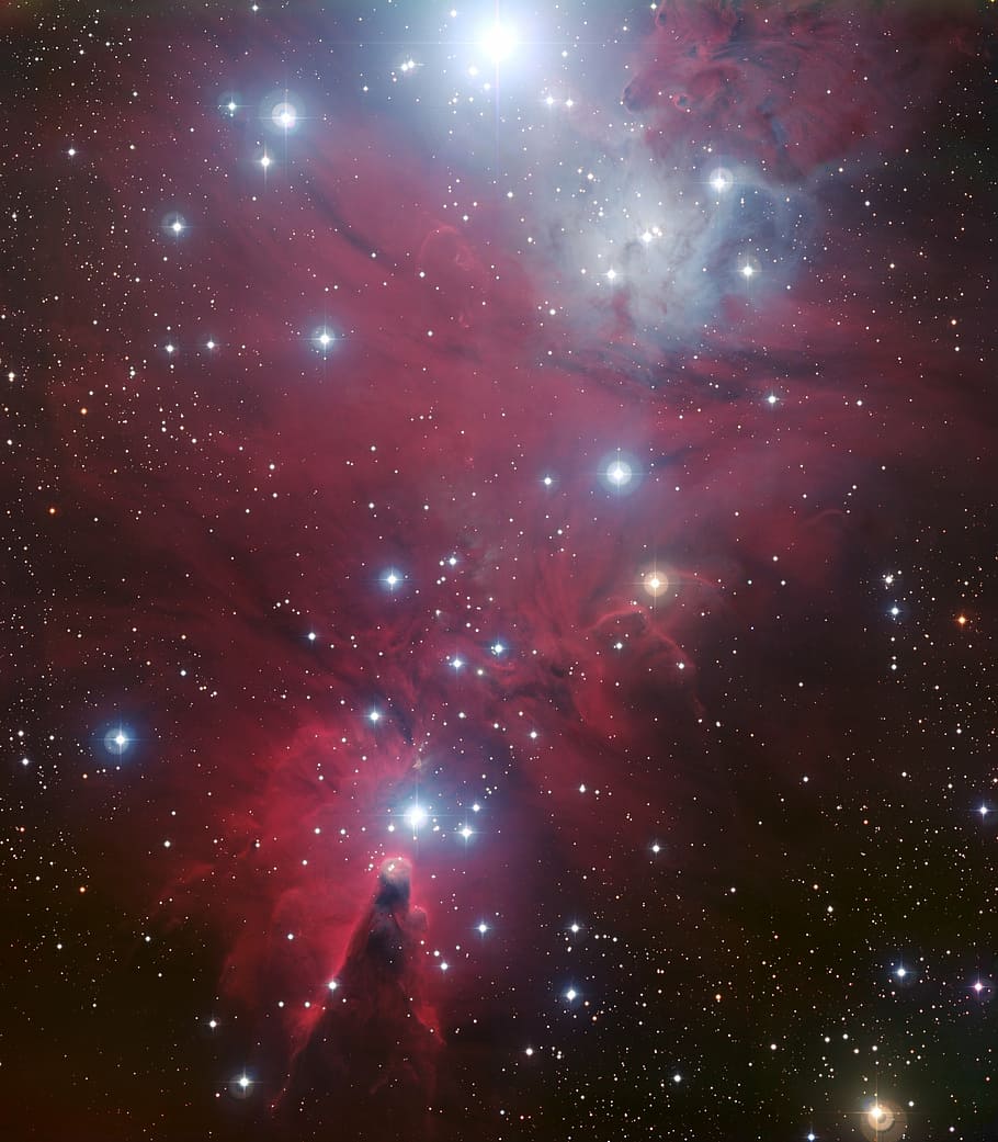branco, marrom, galáxia, digital, papel de parede, NGC 2264, nebulosa escura, nebulosa de cone, aglomerados de estrelas, Sternhaufen da árvore de Natal