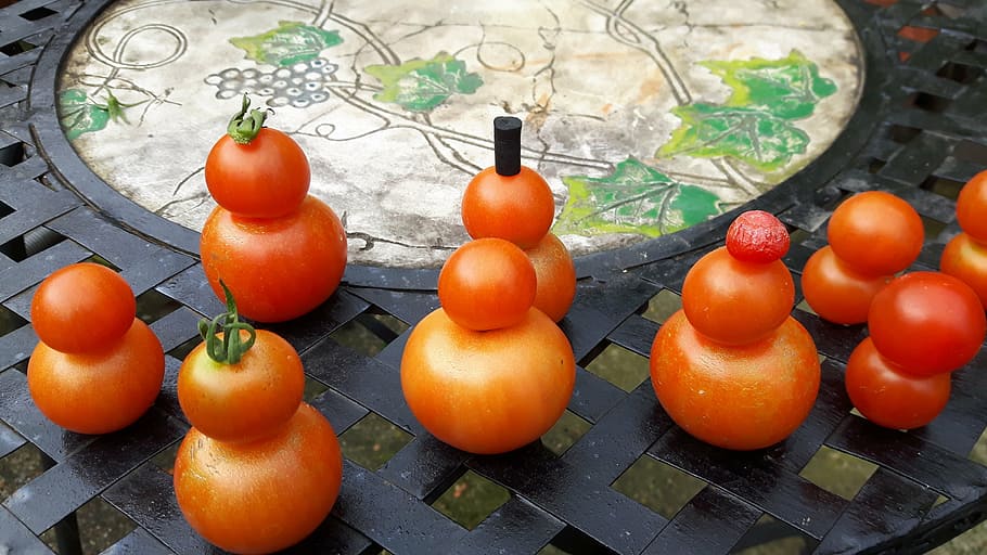 autumn, tomatoes, tomato, harvest, gardener, crop, snowmen, decoration, vegetable, food