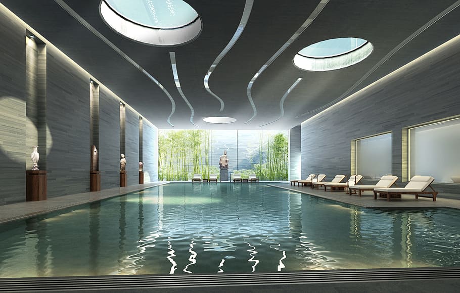 inground pool, interior, swimming pool, rendering, visualization, architecture, visualization 3d, architectural visualization, landscape, building