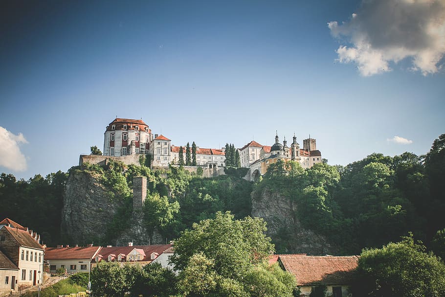 Hermoso, Castillo, Vranov, República Checa, colinas, montañas, Europa, arquitectura, al aire libre, colina