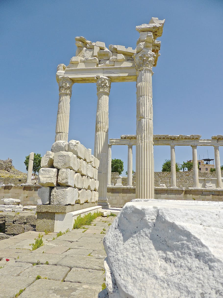 bergama, ruins, turkey, landmark, ancient, heritage, architecture, history, the past, architectural column