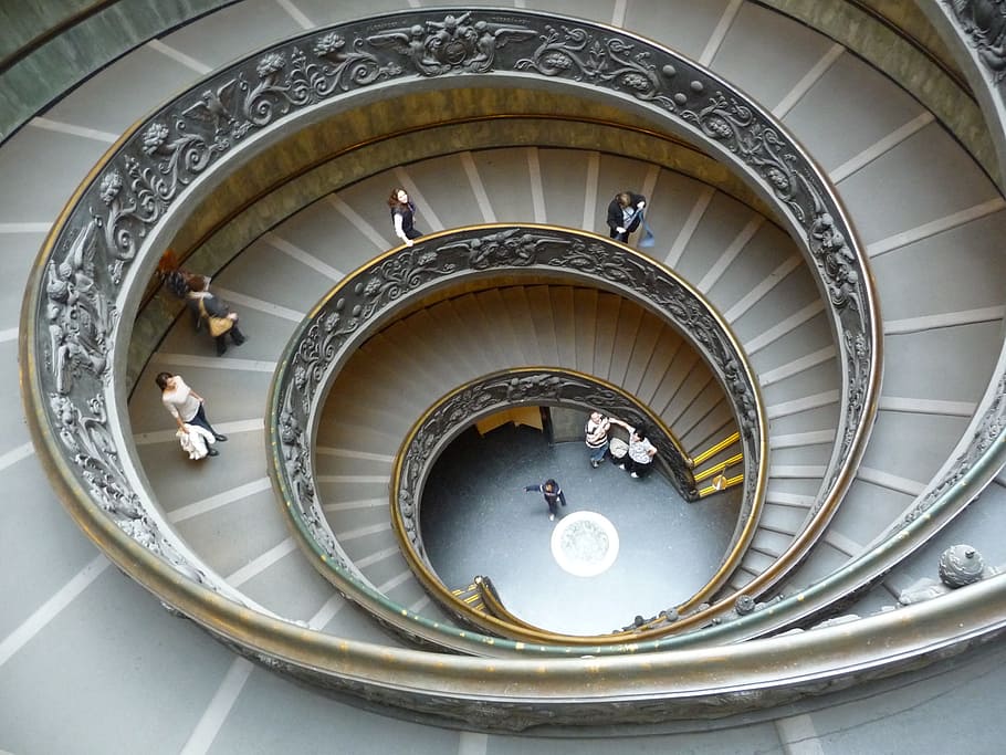 museum vatikan, tangga, seni, terkenal, bentuk, desain, tempat, kuno, langkah, Italia