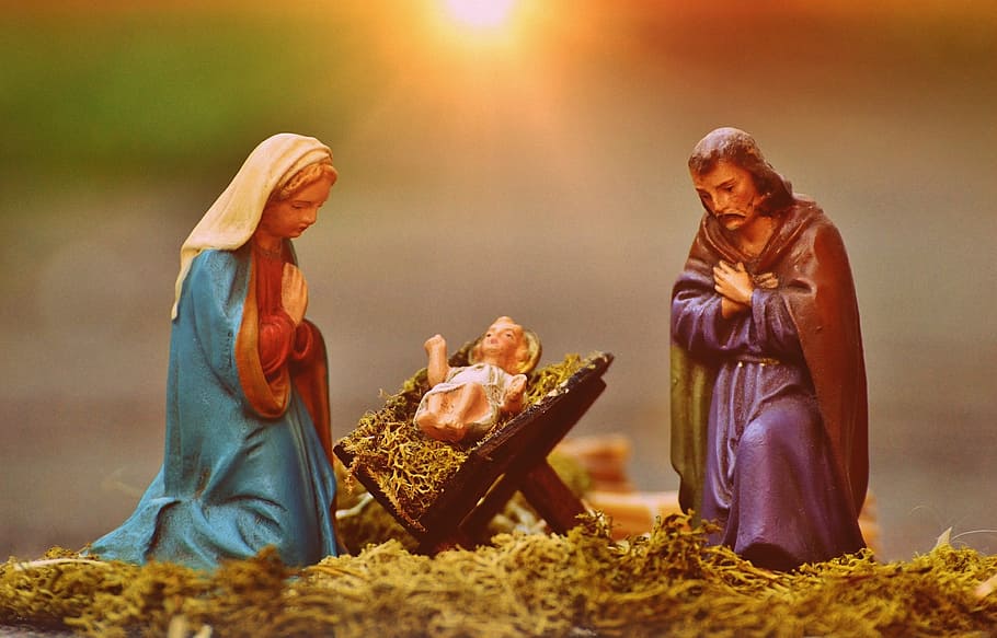 ceramic, figurine, nativity scene, christmas crib figures, mary and joseph, jesus, figure, crib, child, christmas