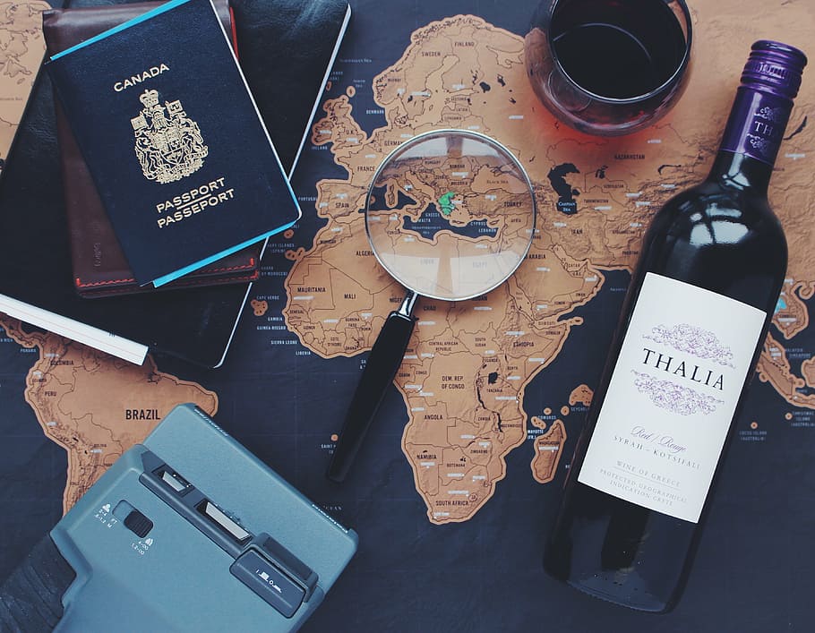 thalia beverage bottle, black, brown, table, travel, explore, journey, traveller, travelling, voyage