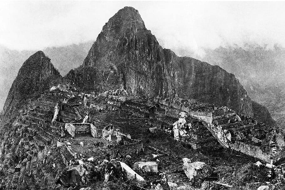 cidade, 1912, Modo de exibição, Machu Picchu, Peru, fotos, montanhas, domínio público, ruínas, paredes