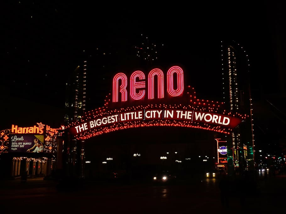 Reno, Nevada, signo, ciudad, viajes, América, Estados Unidos, destino, arquitectura, centro de la ciudad