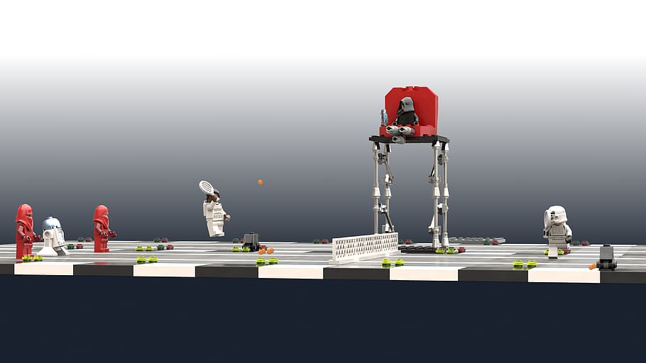 lego, star wars, stormtrooper, minifig, tennis, play, game, umpire strikes back, nature, industry