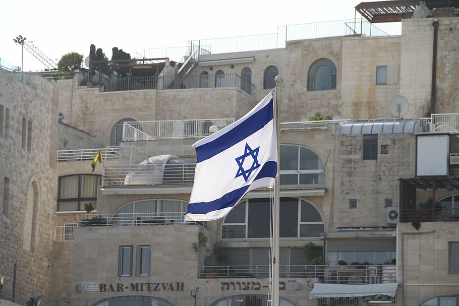 israel, jerusalem, flag, star of david, holy city, west wall, jews, temple, jewish, old town