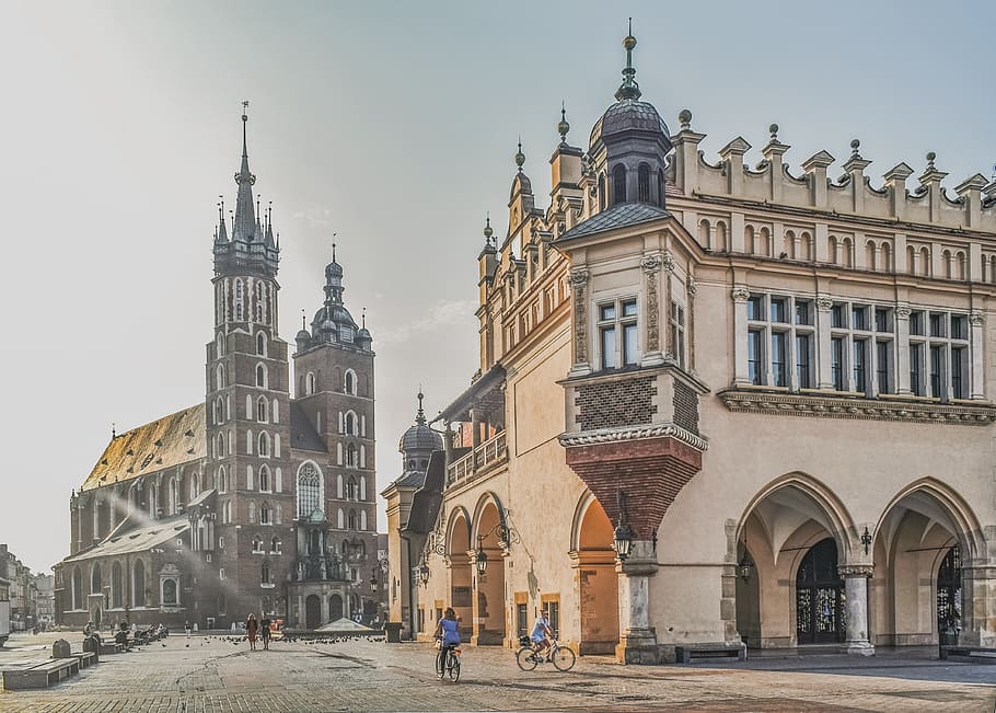 krakow, town, square, city, architecture, europe, tourism, central square, old city, unesco heritage