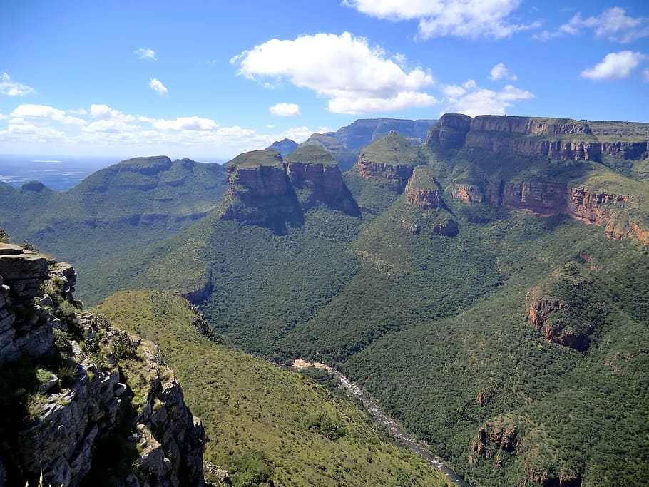 rondavels, Tres Rondavels, ruta panorámica, montañas drakensberg, naturaleza, montañas, sudáfrica, paisaje, blyde, río