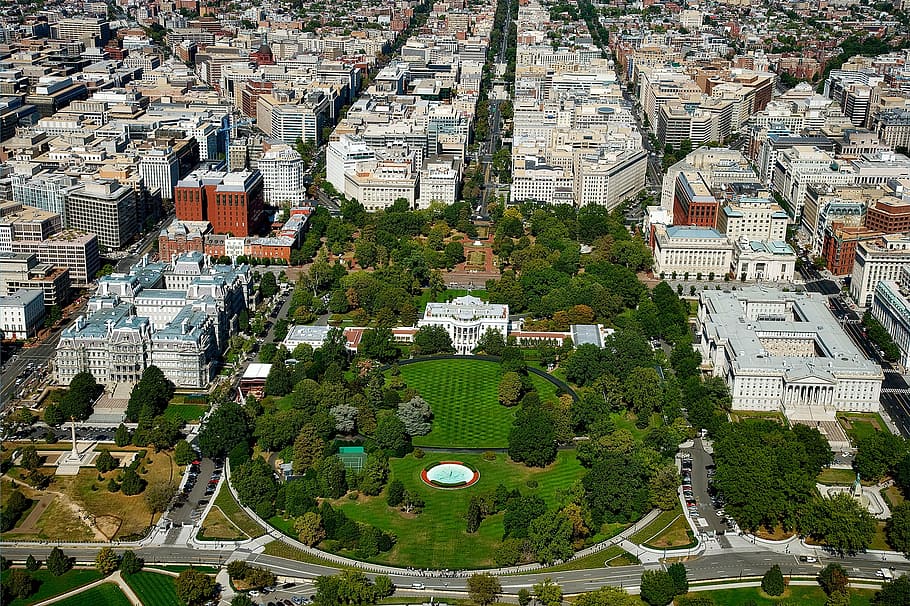 aerial, view, buildings, washington dc, c, city, urban, aerial view, cityscape, white house