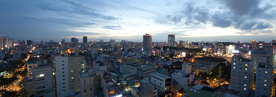 Vietnam, Asia, Paisaje, tarde, torre, Indochina, viajes, paisaje urbano, iluminado, ciudad