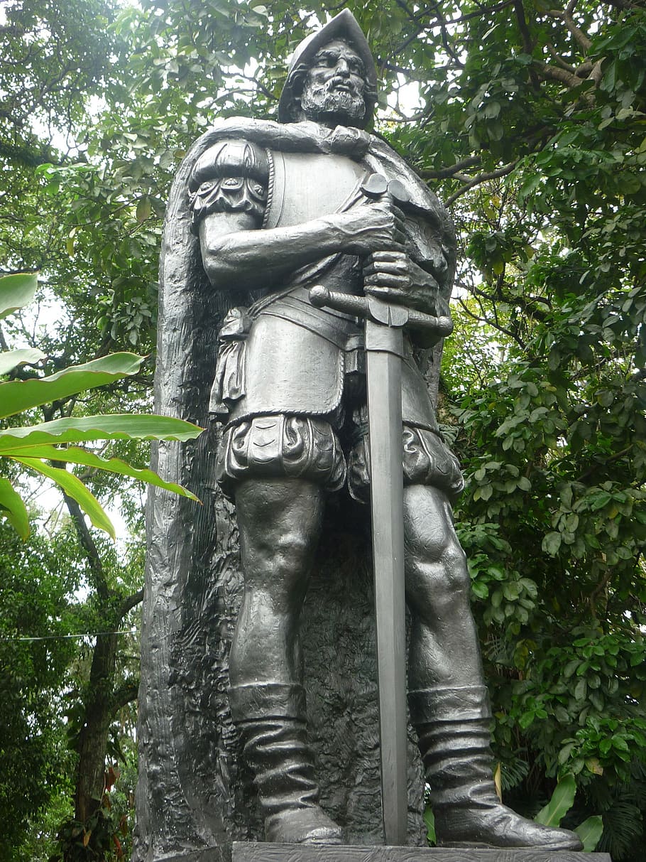 statue, conquistador, conquerer, sword, spanish, colony, colonization, art and craft, sculpture, human representation