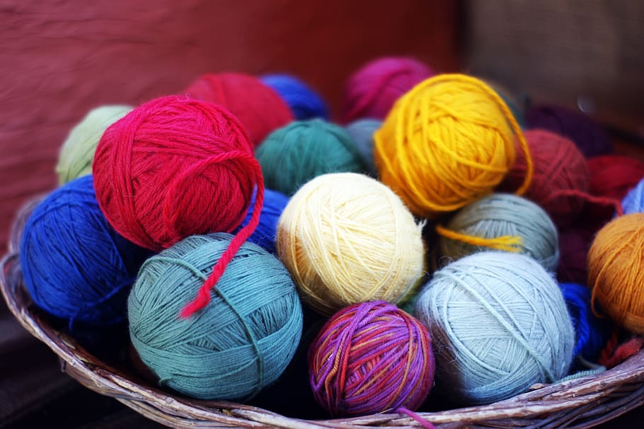 lã, tecido, colorido, tecelagem, segmento, cor, circular, fios, artesanato, têxteis