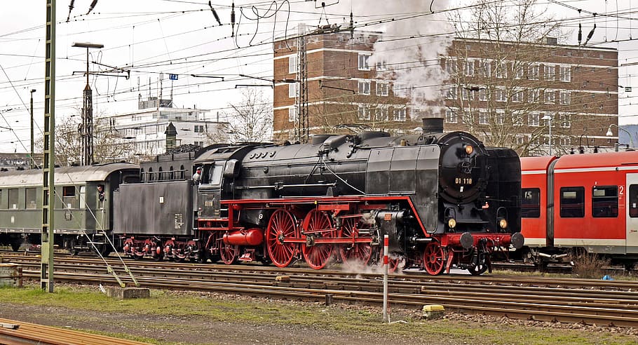 Steam Locomotive, Exit, Railway Station, express train, br01, br 01, wagner-sheets, railway, nostalgia, historically