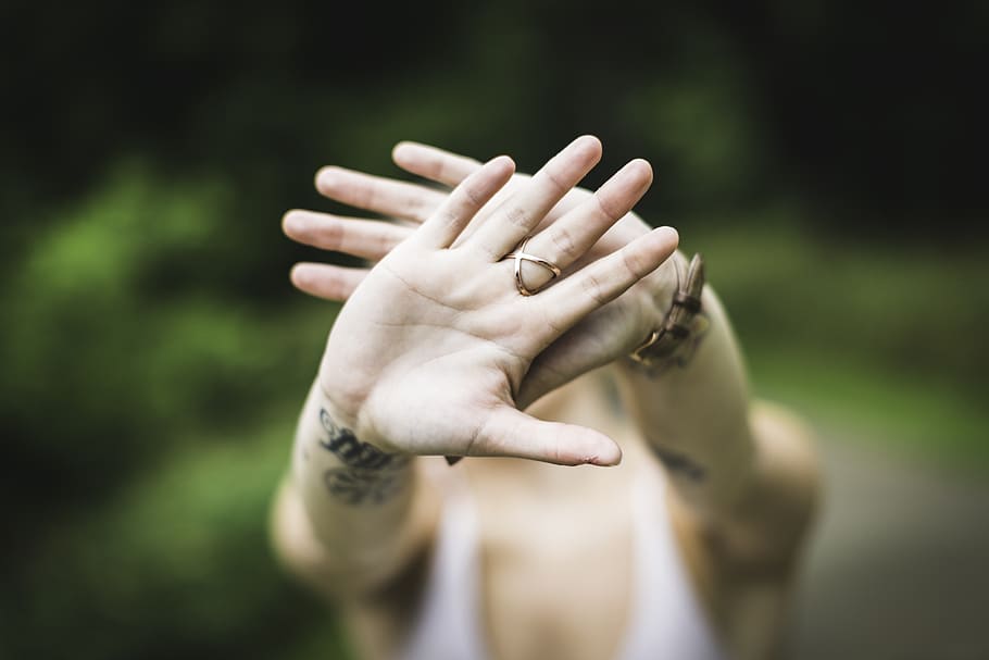 girl, shy, hands, hiding face, protect, hand, human hand, human body part, one person, focus on foreground