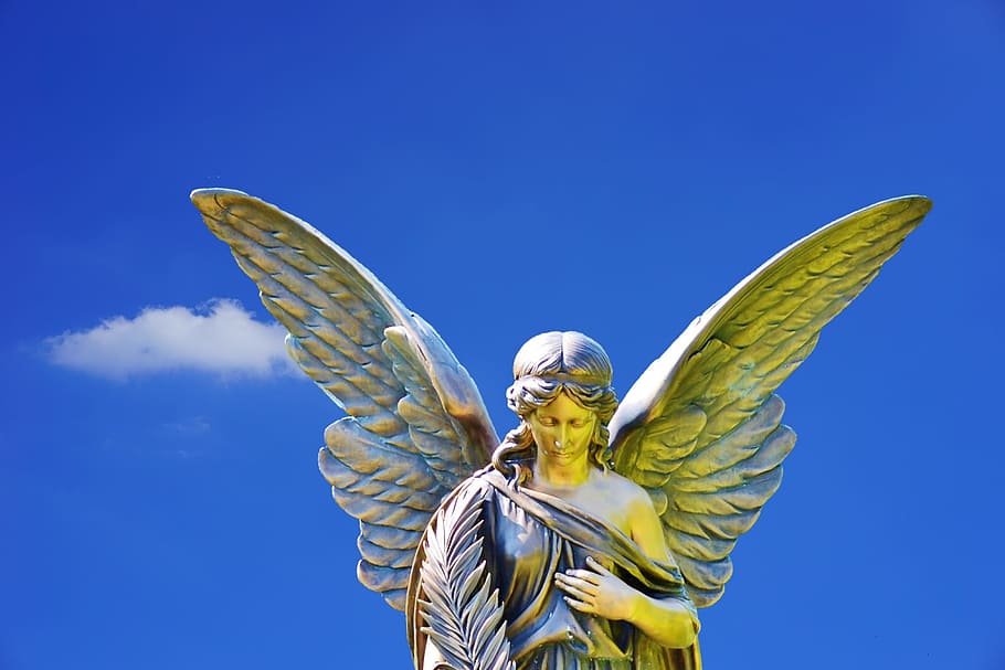 focus photo, angel statue, angel, stone, sculpture, figure, deco, angel figure, religion, tombstone