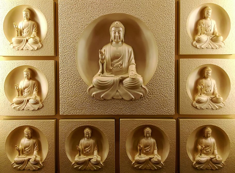 buddha statue lot, the buddha, buddha statues, 釋 jiamouni, decorative wall, carving, relief, size, circular, square