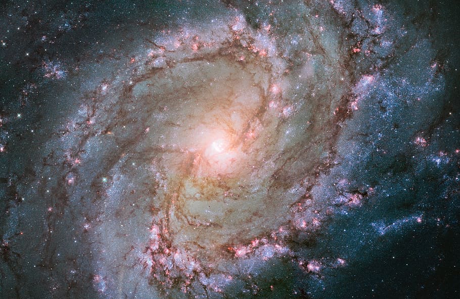 southern pinwheel galaxy, barred spiral galaxy, stars, m83, hubble telescope view, space, cosmos, constellation hydra, messier 83, astronomy
