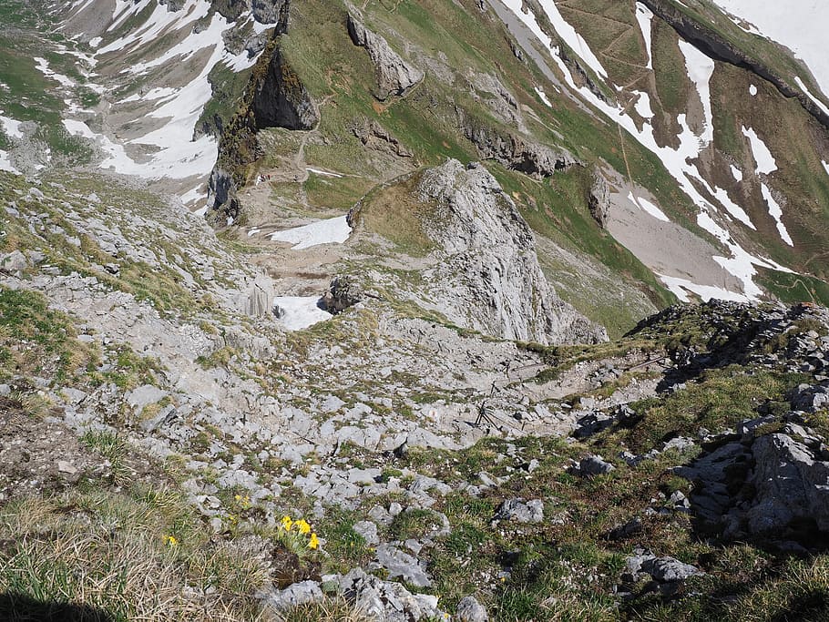 Steepness, Steep, Trail, Mountains, alpine, lenses ridge, climb, clamber, mountaineering, exposed