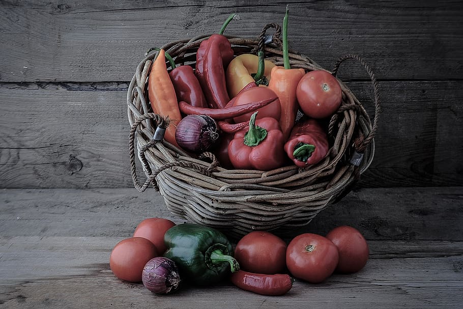 basket, vegetables, tomatoes, onions, carrots, vegetable, food, food and drink, freshness, healthy eating