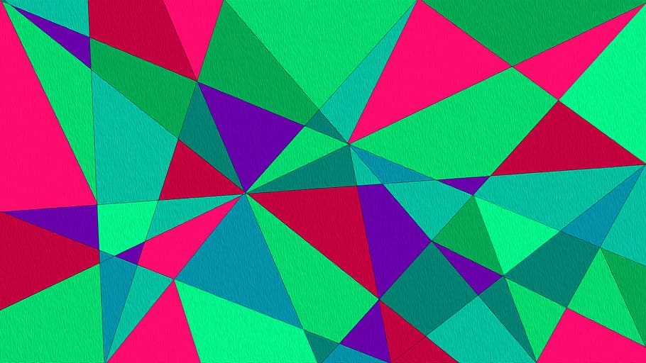 色とりどり, 幾何学的, 形状, デジタル, 壁紙, 背景, 抽象的な三角形, 色, 緑, 青