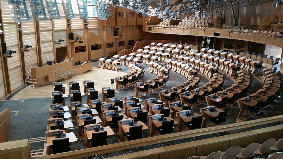 Scotland, Parliament, edinburgh, in a row, indoors, day, wood - material, architecture, arrangement, high angle view