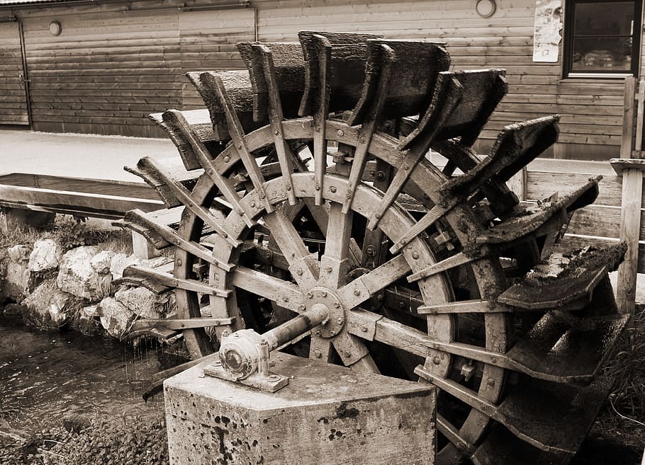 mill wheel, waterwheel, water, energy, fountain, turn, rotation, water pump, mill, wood - material