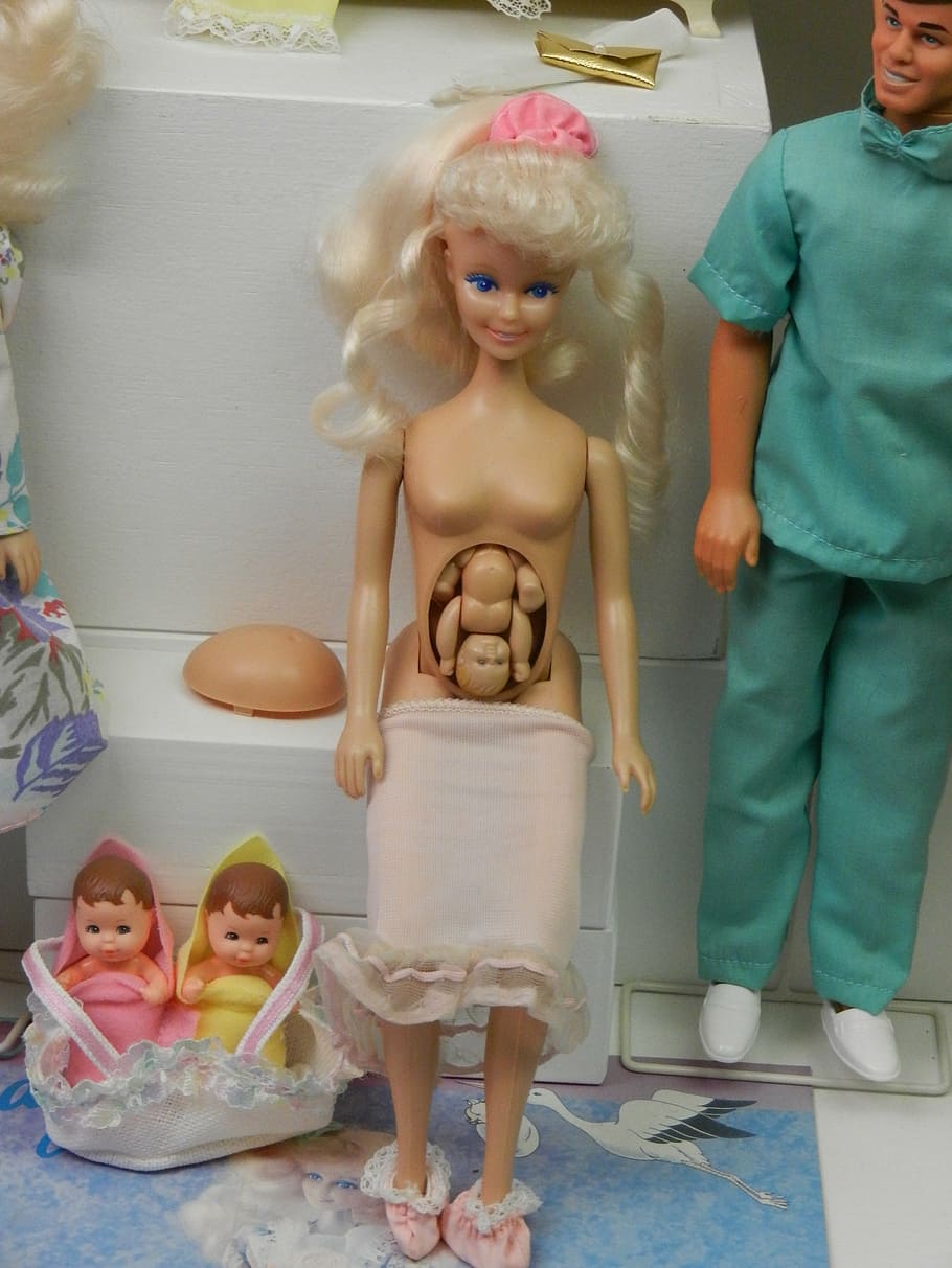 muñeca barbie, juguete para bebés, barbie, embarazo, muñeca, educación, niño, parto, juguete, maniquí