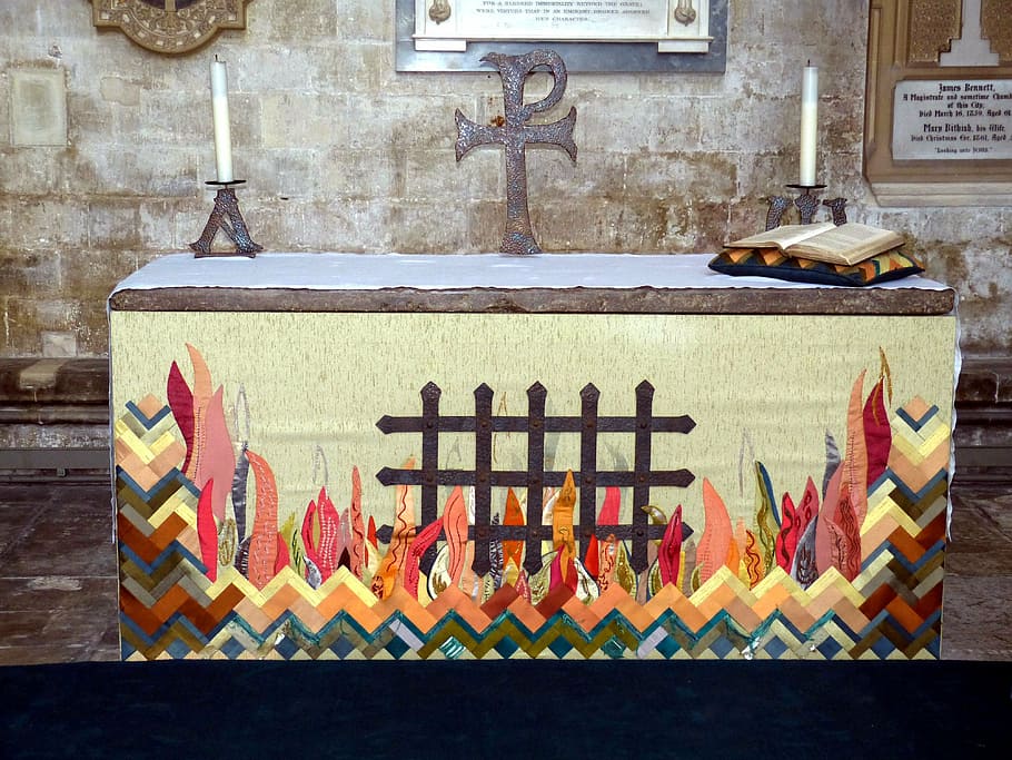 altar, faith, historically, salisbury, england, bible, jesus, church, cross, candle