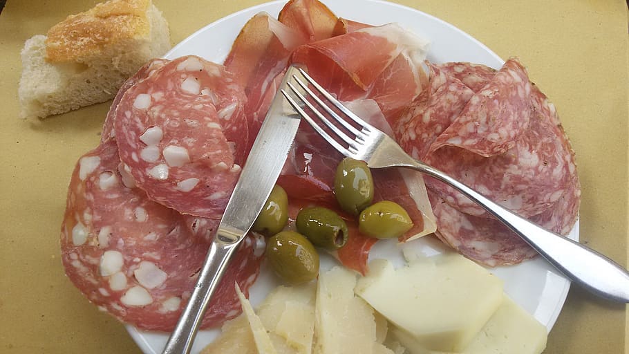 salami, cold plate, jause, snack, food, food and drink, meat, eating utensil, freshness, kitchen utensil