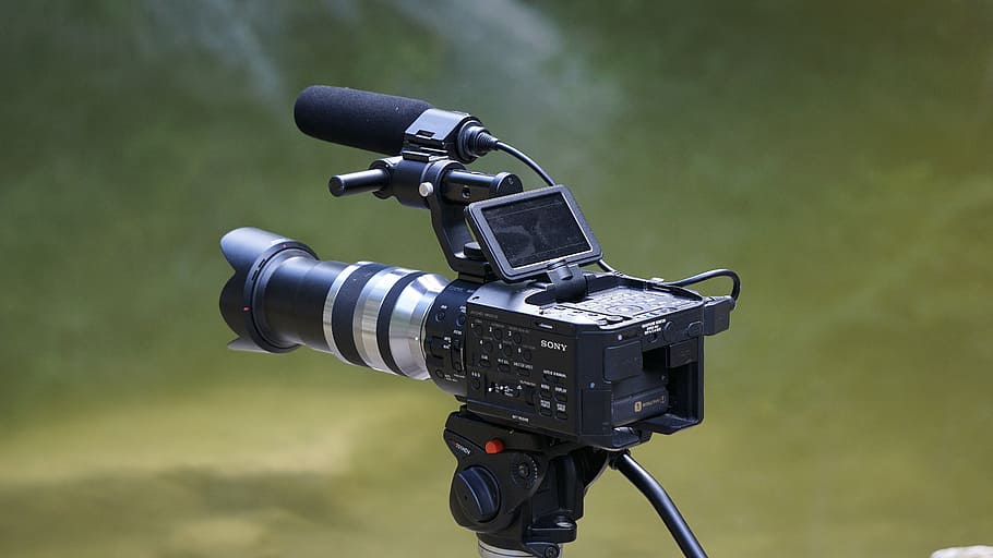 cámara de video negra, cámara, video, televisión, realización de video, cinematografía, cámara de cine, objetivo, cine, cámara de video