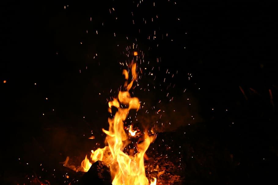 bonfire, dark, place, photography, fire, close, nature, flames, burn, ashes