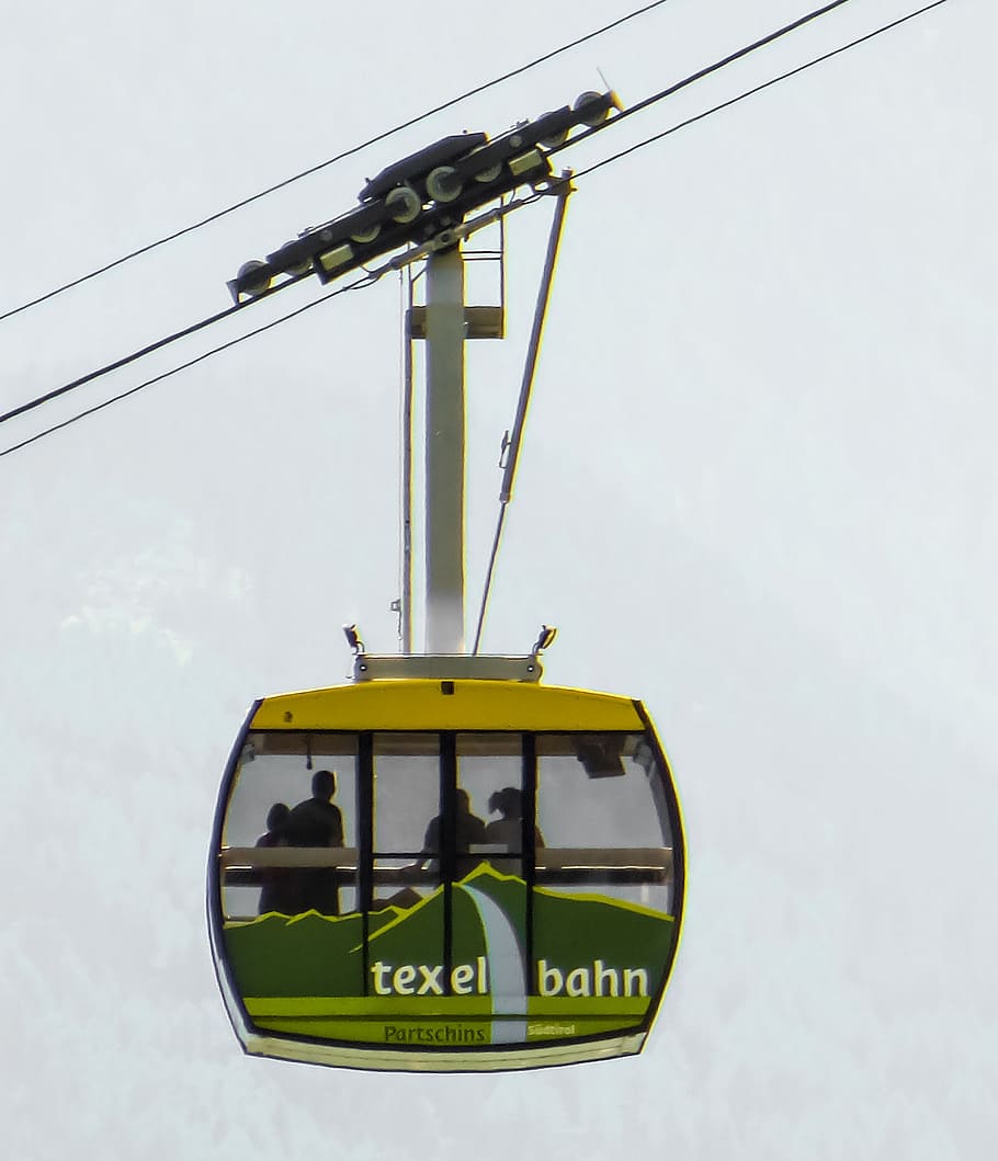gondola, gunung, kereta api gunung, transportasi, tinggi, sarana transportasi, pandangan, overhead Cable Car, Lift ski, Cable Car