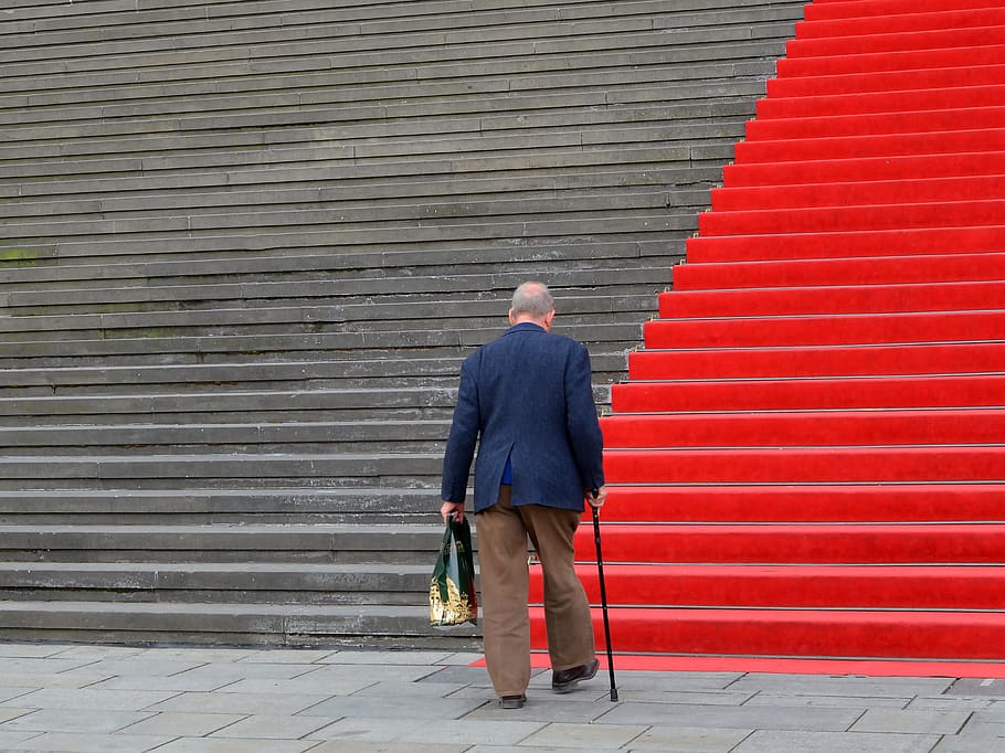 people, man, step, adult, outdoors, city, street, architecture, urban, red