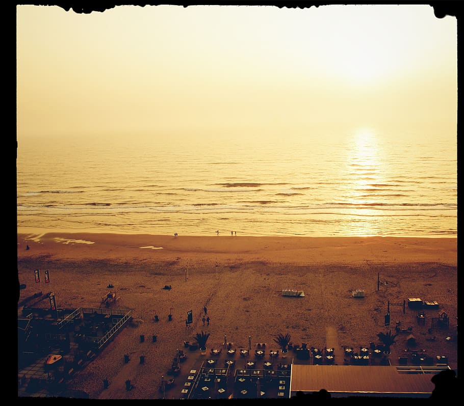 zandvoort, mar, puesta de sol, playa, agua, cielo, impresión de transferencia, filtro de posproducción automática, horizonte, naturaleza