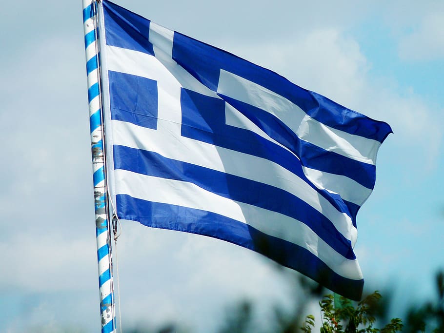 bandeira, grécia, grego, europa, azul, gregos, união monetária, dívida, banco central europeu, banco central