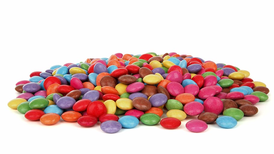adornos de colores variados, botón, dulces, chocolate, recubierto, color, colorido, confitería, postre, alimentos